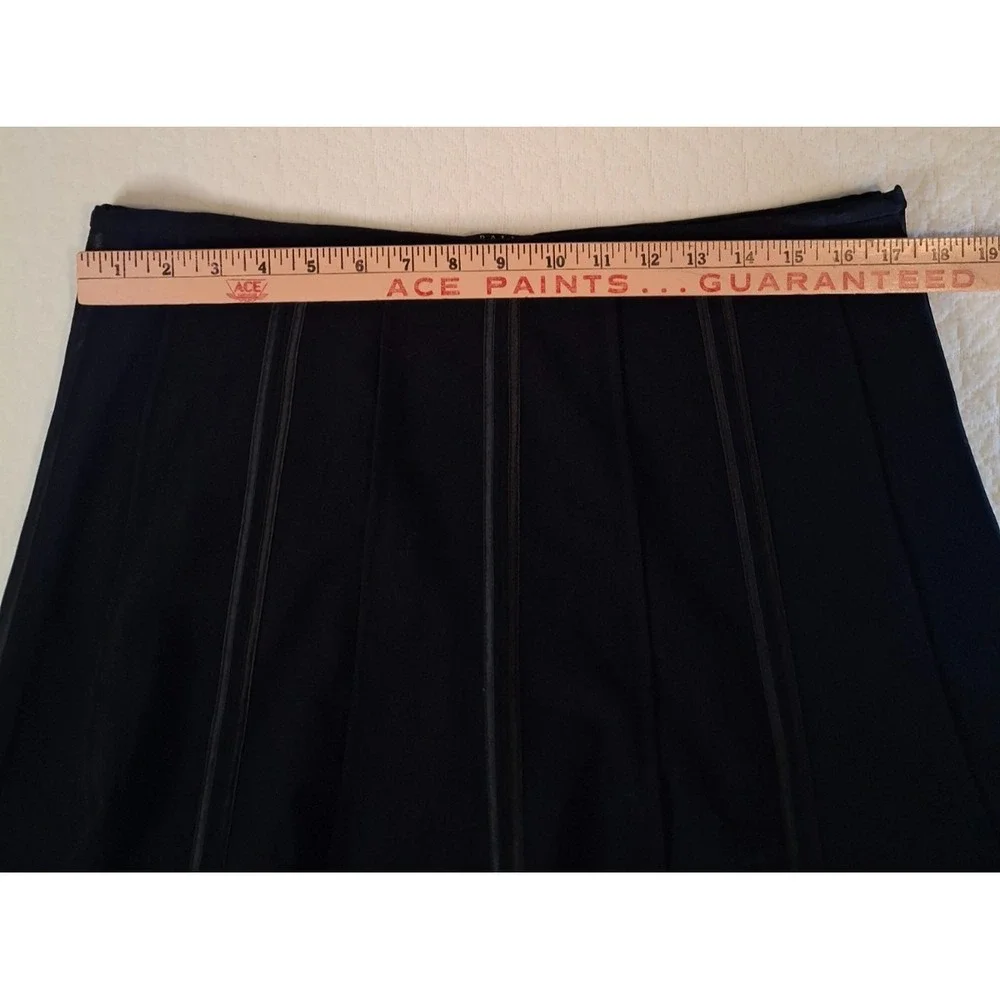 Dalia Womens Size 14 A-Line Skirt Black Satin Ribbon Trim Paneled Knee‎ Length
